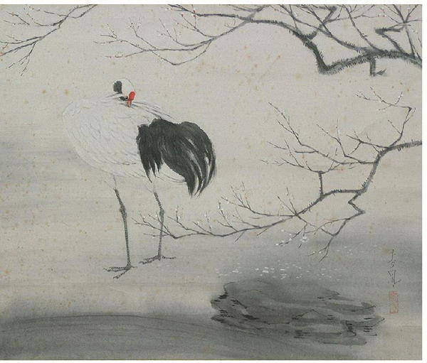 Crane at the Edge of a Pond