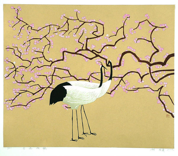 Almond Flower and Cranes