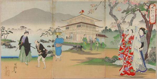 Cherry viewing at Kinkaku Temple