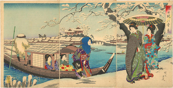 Snow Scene on the Banks of Sumida River