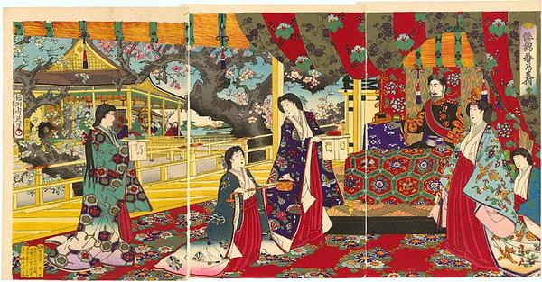 The Emperor and Empress celebrating the arrival of Spring, Yamato Kinshun no Ju