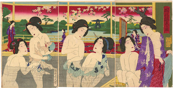 Women bathing at a hotsprings resort