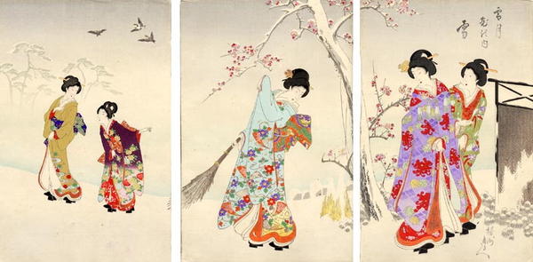 Five Bijin in a garden