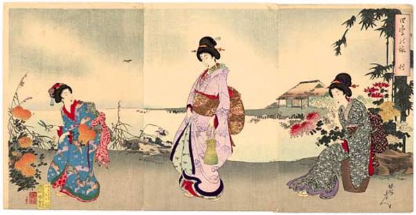Autumn - Women in a chrysanthemum garden