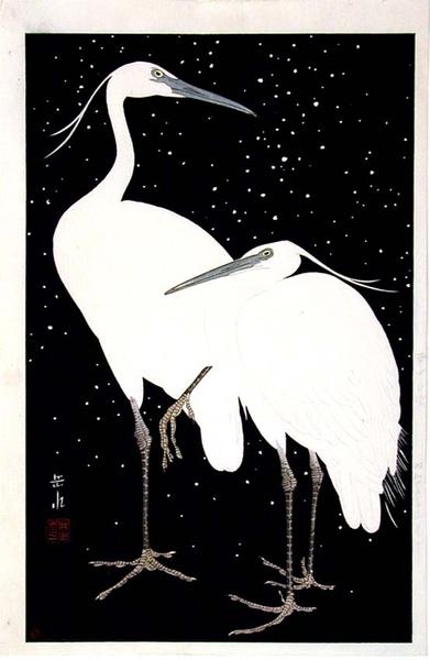 Two Herons in the Snow