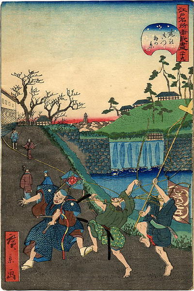 Lord Kusunoki bidding farewell to his son before the battle