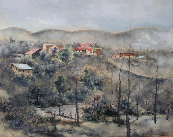 View of town in country