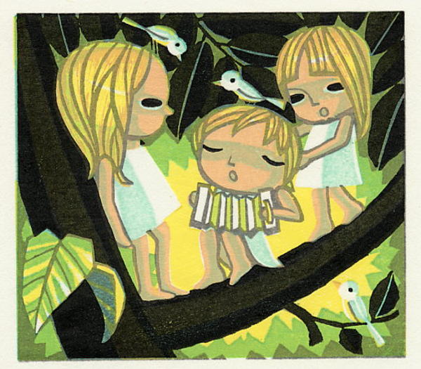 Unknown, children, birds, singing in tree