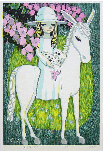 White Horse with Young Girl