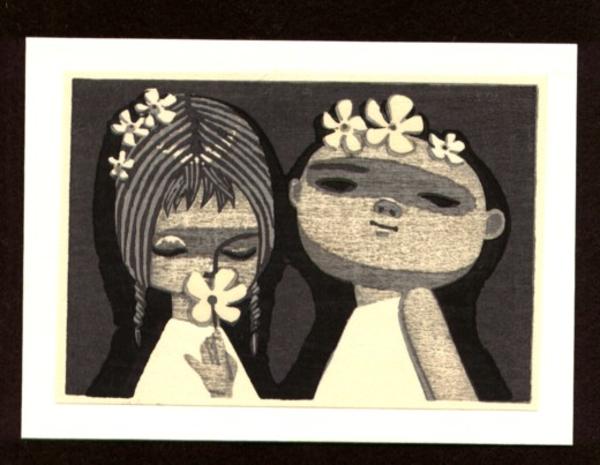 two girls and flowers