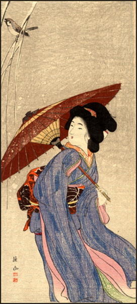 Bijin and sparrow