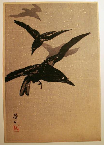 Crows in snow