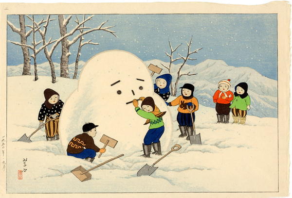 Children making a Snowman in the Northeast District