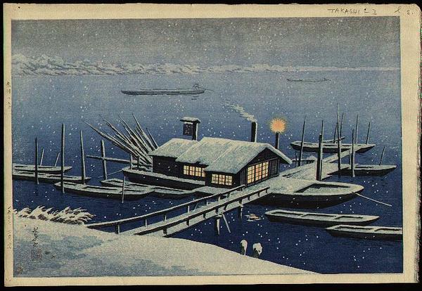 Ferry in Snow at Akabane, Tokyo