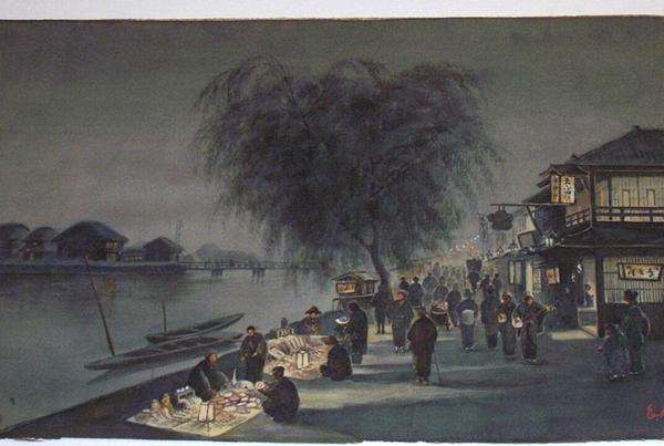 Night market river scene