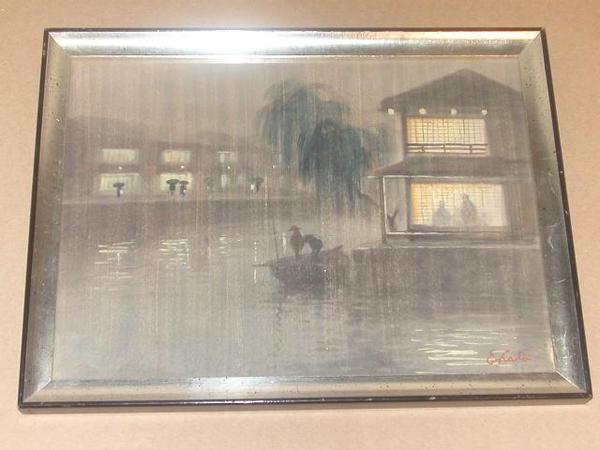 Night river rain scene