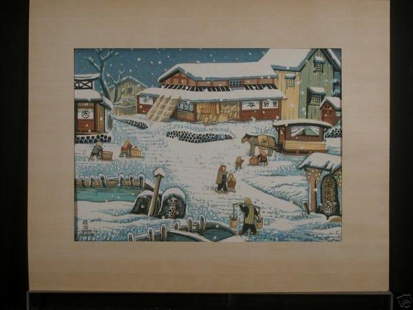 Town snow scene