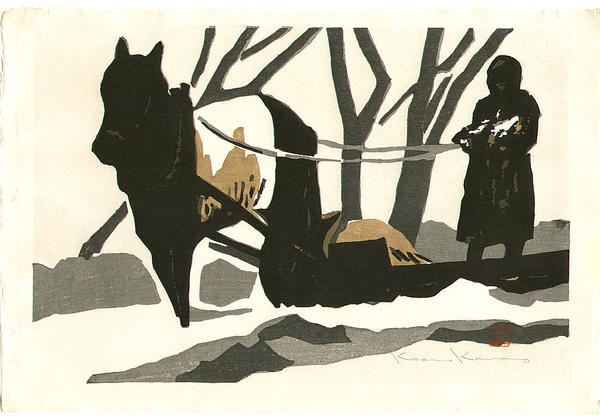 Horse pulling sled