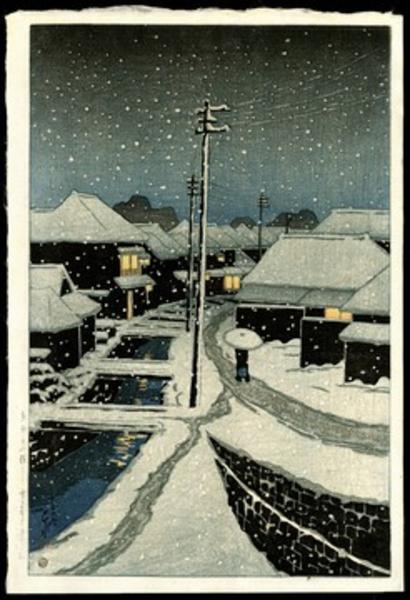 Evening Snow at Terajima Village