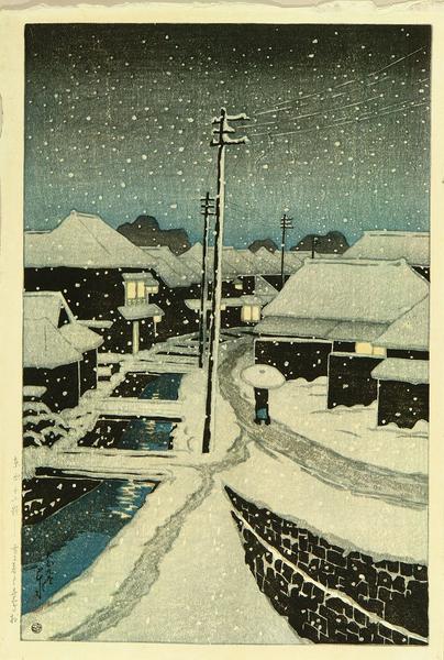 Evening Snow at Terajima Village