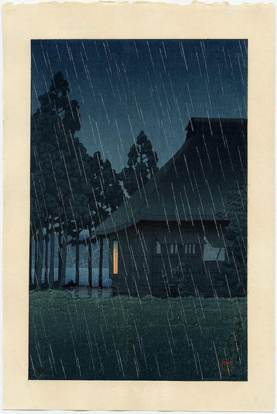 Evening Rain at a Lakeside Tearoom