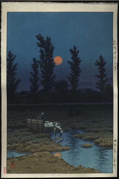 Evening Moon at Nakanoshima Park- Sapporo