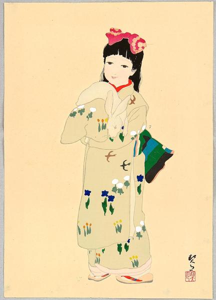 Girl with Pet Rabbit