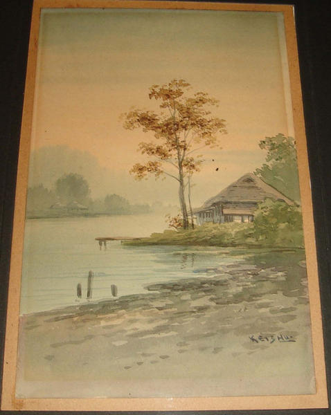 Hut by River in Autumn