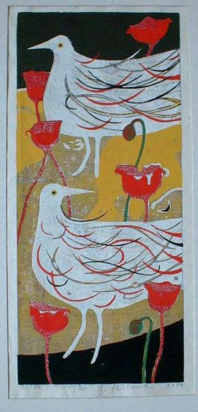 Poppies and White Bird