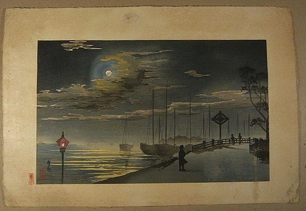 Moon on a chilly night at Akashicho, Tsukiji