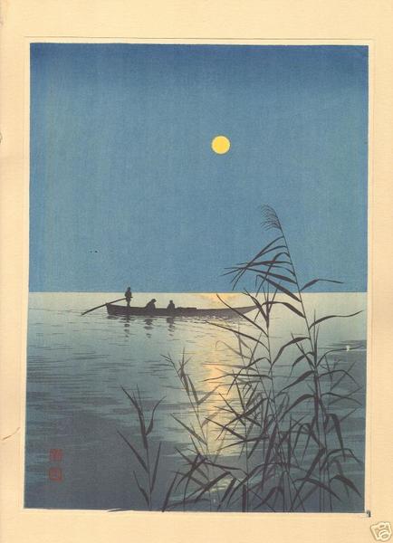 Fishboat on Moonlit Sea