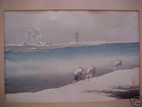 Winter- pulling a boat