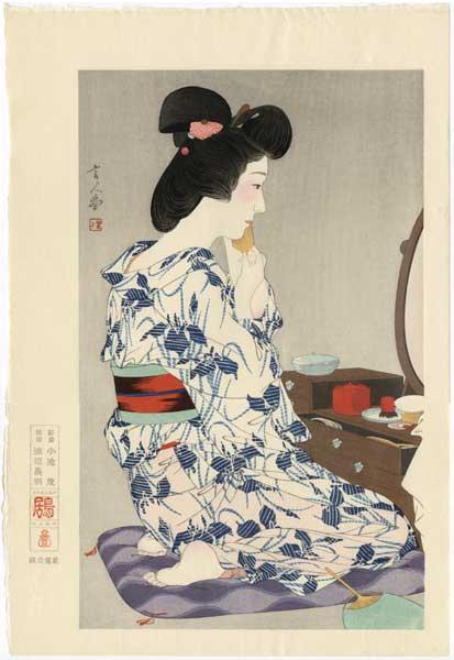 Light Summer Kimono with Irises - Ayame Yukata