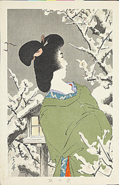 Plum Blossoms at Night (grey background)
