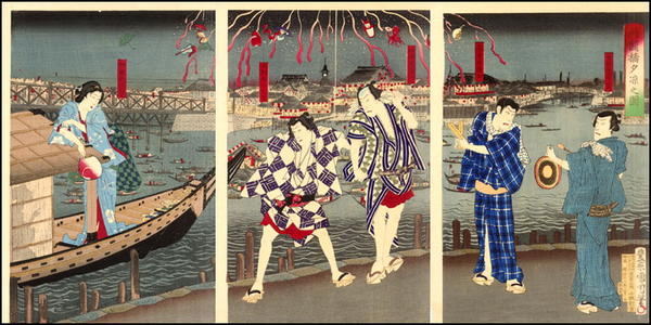 Fireworks over the Ryogoku Bridge