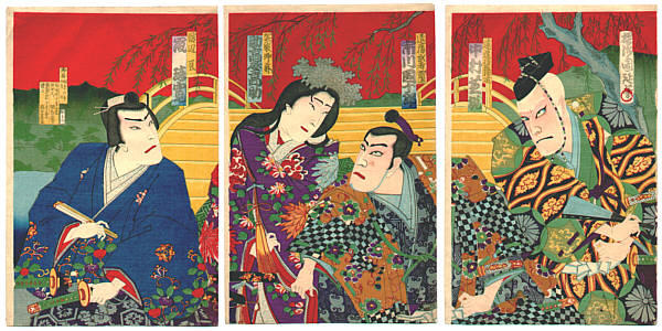 Kabuki scene- Nakamura Enjaku, Ichikawa Danjuro, Sukedakaya Takasuk & Arashi Rikan