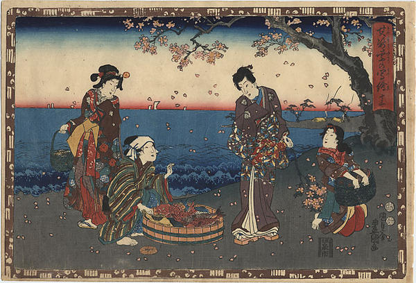 CH13 - Prince Genji on a beach with three Fisher-women