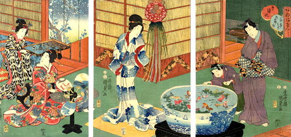 A family celebrating the Tanabata Festival