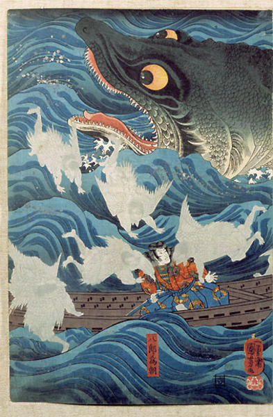 Tametomo Rescued by Tengu sent by Sanuki-in