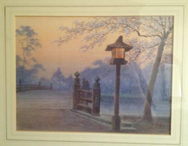 Street Lamp by a Bridge in Spring