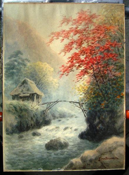Farmhouse by Stream in Autumn