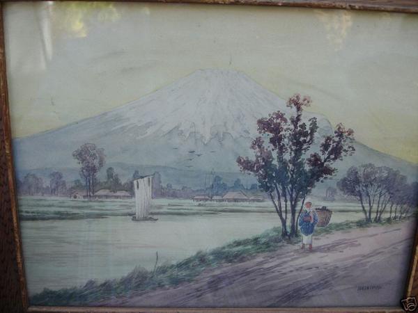 Fuji abd sailboats on river
