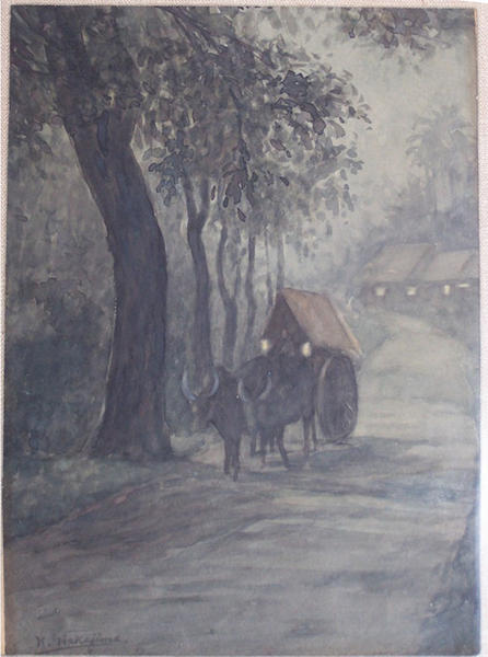 Ox Cart at Night