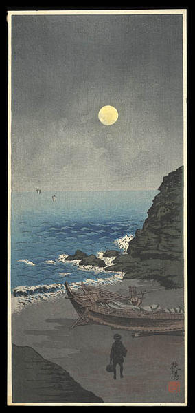 Traveler on Moonlit Shore