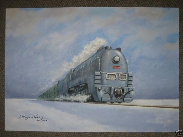 Steam train in snow