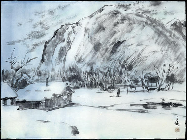 Sierra Cabin in the Snow