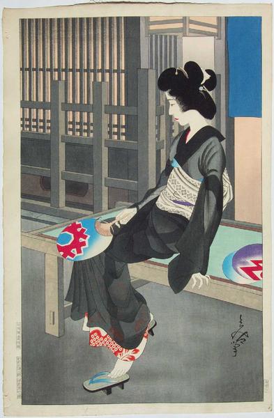 Bijin with Fan on a Summer Evening