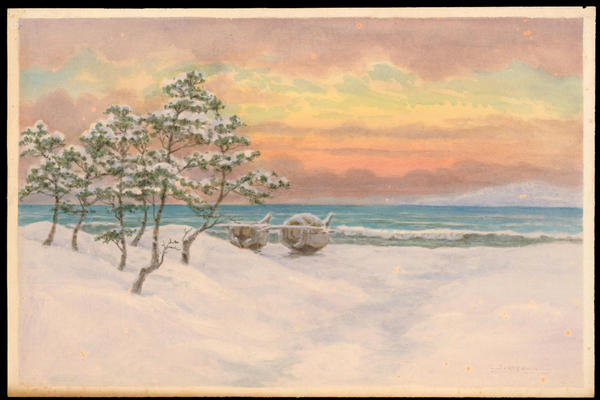 Fishing Boats on Snowy Beach