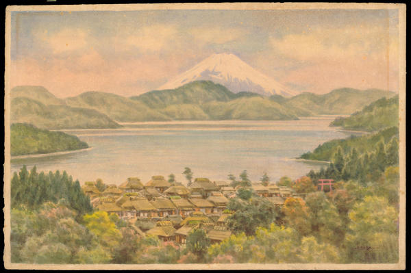Town by Lake Near Mt Fuji