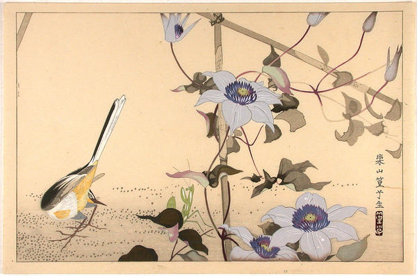 Bird on ground and flowers